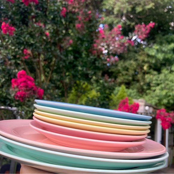 LuRay Pastels giant 39 piece lot serving platters dinner plates small plates - Picture 2 of 10